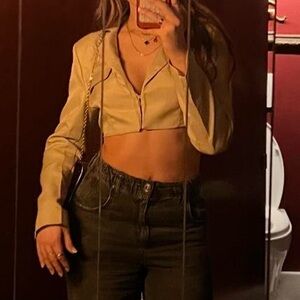 Beige Cropped Jacket